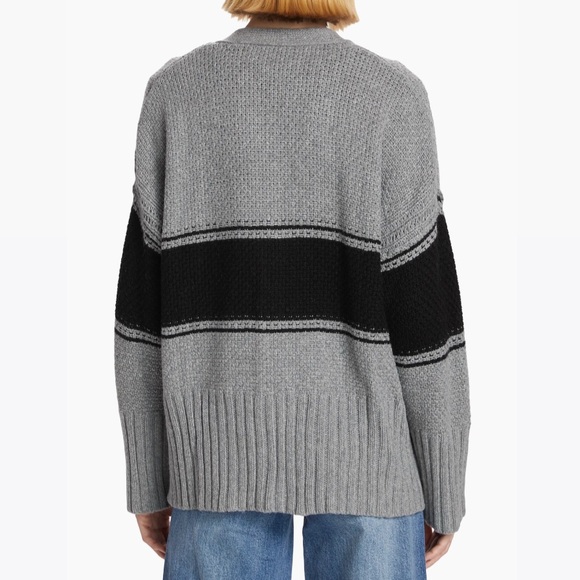 ATM Anthony Thomas Melillo Wool Blend Oversized Cardigan - Cloud Grey/Black